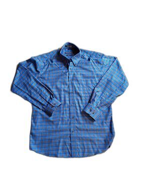 Forsyth of Canada Wrinkle Free Plaid Shirt Mens L Blue